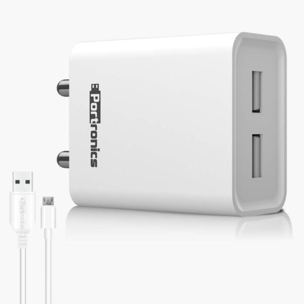 portronics-adapto-66-por-1066-2-4a-dual-usb-ports-charging-adapter-with-1m-micro-usb-cable-white